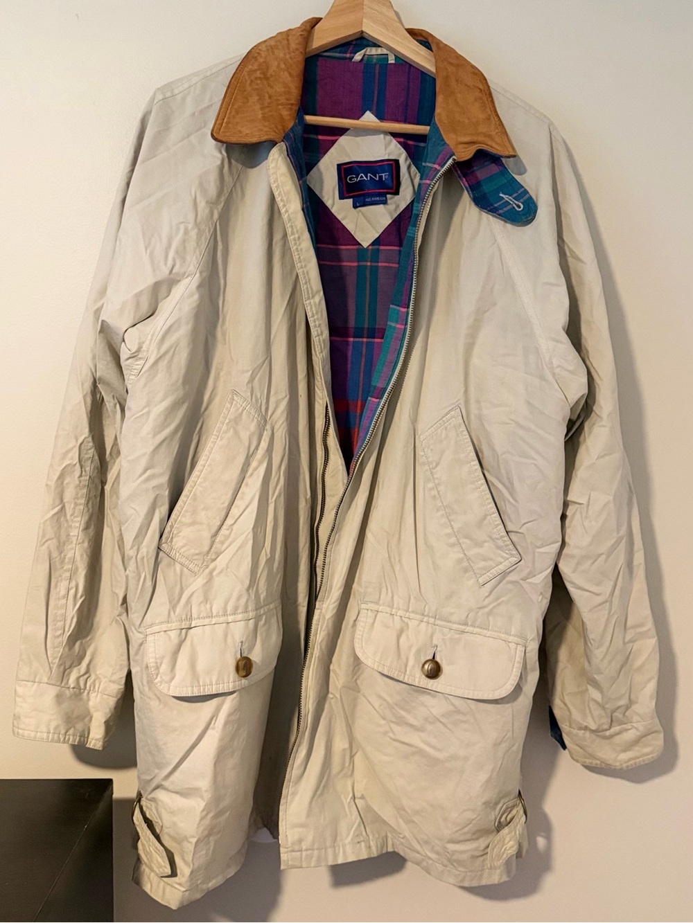 Vintage Gant Cream Field Jacket with Tan Corduroy Collar